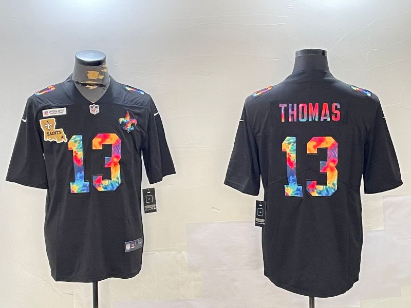 Men New Orleans Saints #13 Thomas Black rainbow 2024 Nike Limited NFL Jersey style 3